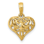 Load image into Gallery viewer, 14k Yellow Gold Diamond Cut Puffy Filigree Heart 3D Pendant Charm