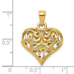 Charger l'image dans la galerie, 14k Yellow Gold Diamond Cut Puffy Filigree Heart 3D Pendant Charm