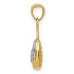 Carica l'immagine nel visualizzatore di Gallery, 14K Yellow Gold and Rhodium Purse Handbag Hearts 3D Pendant Charm