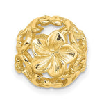 Cargar imagen en el visor de la galería, 14K Yellow Gold Cut Out Flowers Barrel Bead Chain Slide 3D Pendant Charm