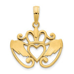 画像をギャラリービューアに読み込む, 14k Yellow Gold Claddagh Pendant Charm