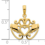 画像をギャラリービューアに読み込む, 14k Yellow Gold Claddagh Pendant Charm