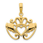 画像をギャラリービューアに読み込む, 14k Yellow Gold Claddagh Pendant Charm