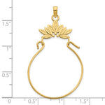 Lataa kuva Galleria-katseluun, 14K Yellow Gold Lotus Flower Floral Charm Holder Pendant
