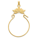 Lataa kuva Galleria-katseluun, 14K Yellow Gold Lotus Flower Floral Charm Holder Pendant