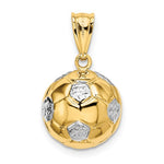 Load image into Gallery viewer, 14k Yellow Gold and Rhodium Soccer Ball 3D Pendant Charm