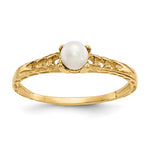 Cargar imagen en el visor de la galería, 14K Yellow Gold June Freshwater Cultured Pearl Birthstone Children Baby Ring