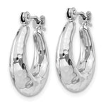 Lade das Bild in den Galerie-Viewer, 14K White Gold Shrimp Hammered Hoop Earrings