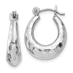 Lade das Bild in den Galerie-Viewer, 14K White Gold Shrimp Hammered Hoop Earrings