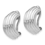 Load image into Gallery viewer, 14K White Gold Non Pierced Fancy Omega Back Clip On J Hoop Earrings