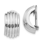 Load image into Gallery viewer, 14K White Gold Non Pierced Fancy Omega Back Clip On J Hoop Earrings