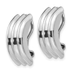 將圖片載入圖庫檢視器 14K White Gold Non Pierced Fancy Omega Back Clip On J Hoop Earrings