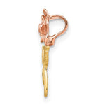 Afbeelding in Gallery-weergave laden, 14k Yellow Rose Gold Two Tone Small Rose Flower Chain Slide Pendant Charm