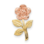 Afbeelding in Gallery-weergave laden, 14k Yellow Rose Gold Two Tone Small Rose Flower Chain Slide Pendant Charm