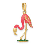 Lade das Bild in den Galerie-Viewer, 14k Yellow Gold Enamel Pink Flamingo 3D Pendant Charm