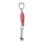 이미지를 갤러리 뷰어에 로드 , 14k White Gold Enamel Pink Flamingo 3D Pendant Charm