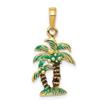 Load image into Gallery viewer, 14k Yellow Gold Enamel Palm Trees 3D Pendant Charm