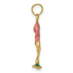 Załaduj obraz do przeglądarki galerii, 14k Yellow Gold Enamel Pink Flamingo 3D Pendant Charm