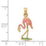 Załaduj obraz do przeglądarki galerii, 14k Yellow Gold Enamel Pink Flamingo 3D Pendant Charm