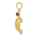 Lataa kuva Galleria-katseluun, 14k Yellow Gold Genuine Ruby Turtle Pendant Charm