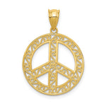 Afbeelding in Gallery-weergave laden, 14k Yellow Gold Peace Sign Symbol Filigree Pendant Charm