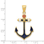 Load image into Gallery viewer, 14k Yellow Gold Enamel Anchor with Rope Pendant Charm