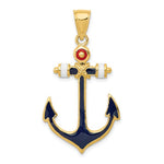 Load image into Gallery viewer, 14k Yellow Gold Enamel Anchor with Rope Pendant Charm