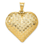 Load image into Gallery viewer, 14K Yellow Gold Puffy Heart Basket Weave Pattern 3D Extra Large Pendant Charm