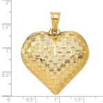 Load image into Gallery viewer, 14K Yellow Gold Puffy Heart Basket Weave Pattern 3D Extra Large Pendant Charm