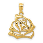Carica l'immagine nel visualizzatore di Gallery, 14k Yellow Gold Rose Flower Cut Out Pendant Charm
