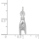 Load image into Gallery viewer, 14k White Gold Rock On Good Luck Hand Sign 3D Pendant Charm