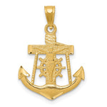 Загрузить изображение в средство просмотра галереи, 14k Yellow Gold Mariner Anchor Cross Crucifix Diamond Cut Pendant Charm