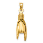 Lade das Bild in den Galerie-Viewer, 14k Yellow Gold Rock On Good Luck Hand 3D Pendant Charm