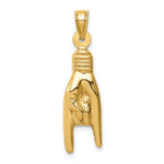 Lade das Bild in den Galerie-Viewer, 14k Yellow Gold Rock On Good Luck Hand 3D Pendant Charm