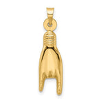 Ladda upp bild till gallerivisning, 14k Yellow Gold Rock On Good Luck Hand 3D Pendant Charm