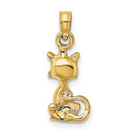 Lade das Bild in den Galerie-Viewer, 14k Yellow Gold Sitting Cat 3D Pendant Charm