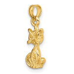 Lade das Bild in den Galerie-Viewer, 14k Yellow Gold Sitting Cat 3D Pendant Charm