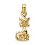 Lade das Bild in den Galerie-Viewer, 14k Yellow Gold Sitting Cat 3D Pendant Charm