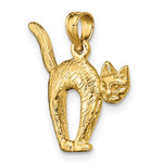將圖片載入圖庫檢視器 14k Yellow Gold Cat Arched Back Raised Tail 3D Pendant Charm