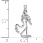 Load image into Gallery viewer, 14k White Gold Flamingo 3D Pendant Charm