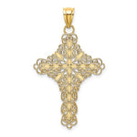 Ladda upp bild till gallerivisning, 14k Yellow Gold Enamel Blue Filigree Cross Reversible Pendant Charm