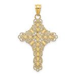 Ladda upp bild till gallerivisning, 14k Yellow Gold Enamel Green Filigree Cross Reversible Pendant Charm