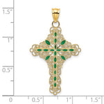Ladda upp bild till gallerivisning, 14k Yellow Gold Enamel Green Filigree Cross Reversible Pendant Charm