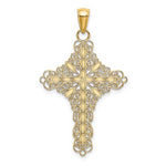 Ladda upp bild till gallerivisning, 14k Yellow Gold Enamel Red Filigree Cross Reversible Pendant Charm