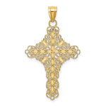Ladda upp bild till gallerivisning, 14k Yellow Gold Enamel White Filigree Cross Reversible Pendant Charm