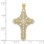 Ladda upp bild till gallerivisning, 14k Yellow Gold Enamel White Filigree Cross Reversible Pendant Charm