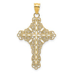 Ladda upp bild till gallerivisning, 14k Yellow Gold Enamel White Filigree Cross Reversible Pendant Charm
