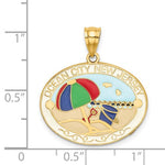 이미지를 갤러리 뷰어에 로드 , 14k Yellow Gold Enamel Ocean City New Jersey Beach Umbrella Pail Sand Pendant Charm