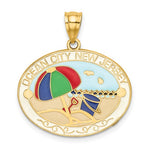 이미지를 갤러리 뷰어에 로드 , 14k Yellow Gold Enamel Ocean City New Jersey Beach Umbrella Pail Sand Pendant Charm