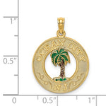 Kép betöltése a galériamegjelenítőbe: 14k Yellow Gold Enamel Ocean City New Jersey Palm Tree Pendant Charm